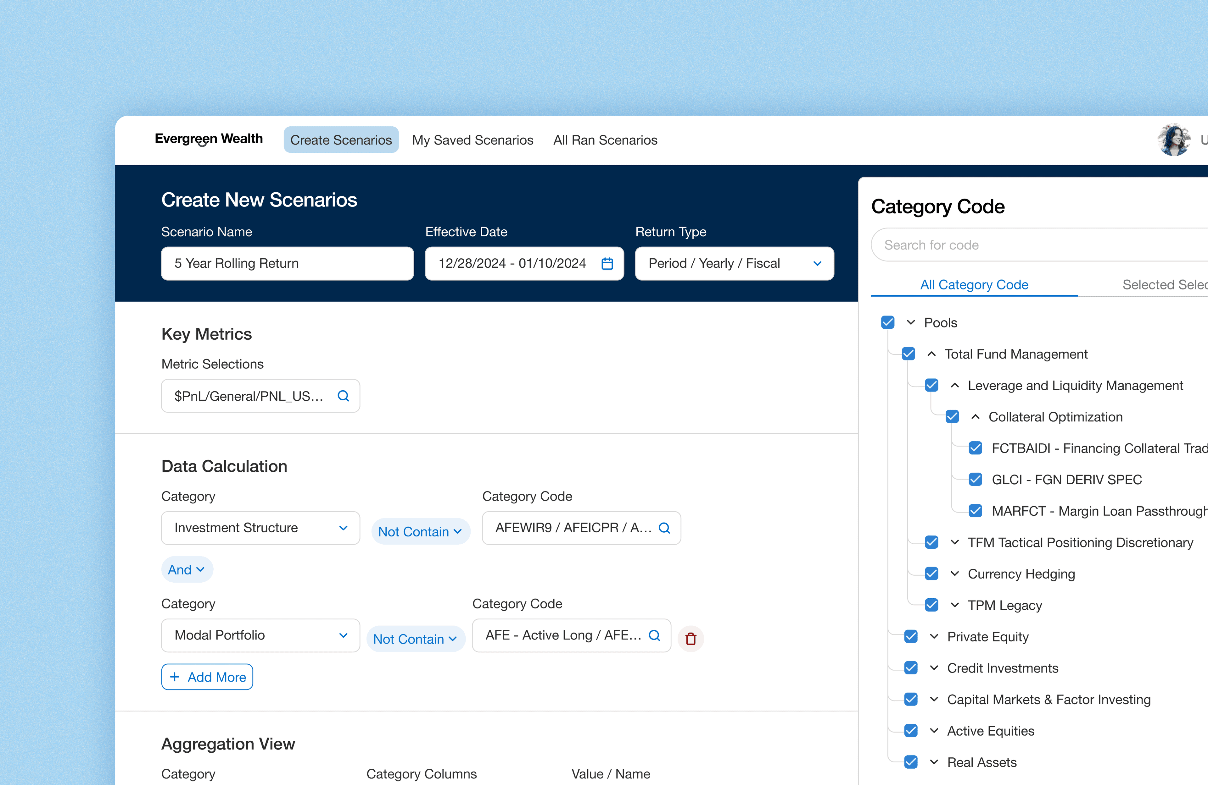 Scenario Builder enterprise platform for investment performance managers